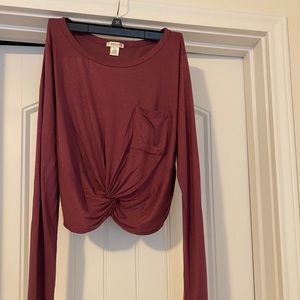 Mauve long sleeve crop top